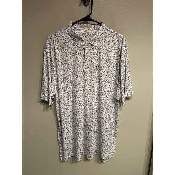 Peter Millar Mens XL Summer Comfort Featherweight Polo Shirt Wine Cocktail Print - Picture 1 of 6